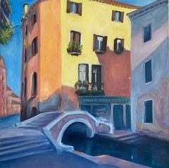 art 774 Original Mixed Media Painting Contemporary Cityscape Artwork 50 × 50 cm