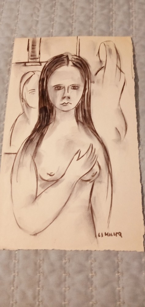 VINTAGE-(1950-60)-Original-Painting by Louis J Miller-SIZE= 9.5″ X 5″-SEE PHOTOS
