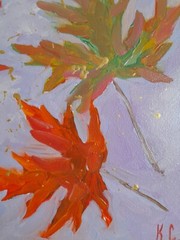maple leaves original oil painting, autumn leaves painting, leaves wall art