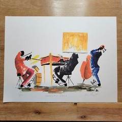 Ken Touzet Signed Watercolor Art New Orleans Jazz Preservation Hall Vtg Art