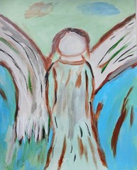 Impressionism 11×14 Heavenly Beautiful Angel Handmade Colorful Art Painting