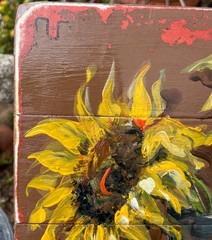 Artist Signed JO Floral Still Life Landscape Oil Painting Sunflowers Flowers Art