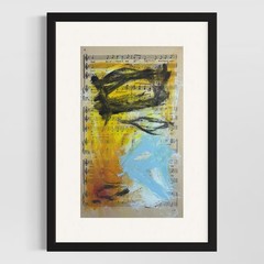 Original Abstract Art Painting „The Place Where I Am“ On Sheet Music 7×10
