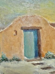 Original Oil On Canvas Painting Of Taos New Mexico By Kara Lee Merrell Framed