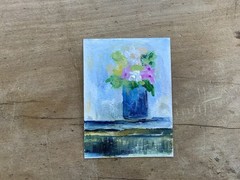 Aceo Painting Gouache By Kenna Flowers In Vase Art Card 2.5” X 3.5