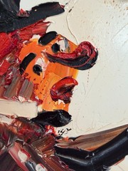 1980 Morris Katz (1931–2010) Original Oil Painting Clown Impasto Palette Knife