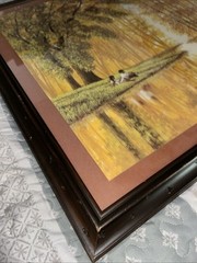 Vintage August Holland Wood Framed Art Prints Set 24”x24” Signed