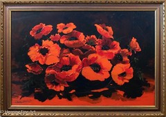 Beautiful Tom Irish Impasto Oil Painting Red Poppy Flowers, FINE & RARE! 2/3