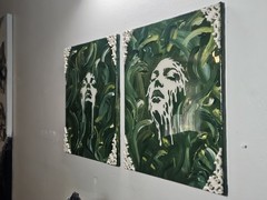 Amazing 2pc Brush Stroked Set. 16×20 Resin Coated. Titled, The Exhale.