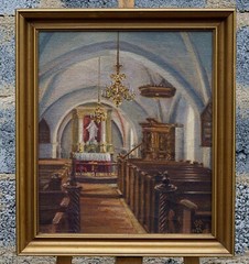 TEESTRUP FREDERIKSEN (1909-1988) interiour of the church, Ronnebaek Kirke?