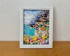 Positano Amalfi Coast Oil Painting On Canvas Board Abstract Summer Landscape