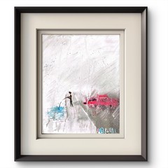 Catching Fish In The Rain Bold Color Modern Abstract Art Original Canvas 11×14