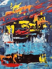 3D WordRunner – Original Abstract Oil Painting by Blair Russell – 8.5″ x 11″