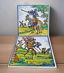 J.Roig RARE VTG HandPainted 12 Tiles Barcelona 6″ x 6″ Signed Artist JRoig