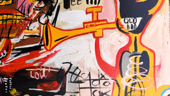 JEAN MICHEL BASQUIAT 28×20 in. Painting on canvas (Untitled) signed & stamped