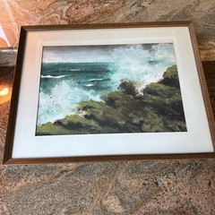 Framed Sea Scape Water Color On Paper Signed by Artist MCM