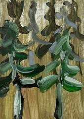 Scandinavian Abstract Landscape Art Framed Forest Painting Rustic Cabin Decor