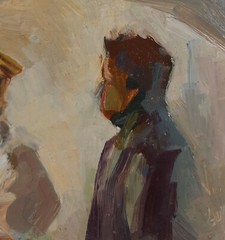 Artist and Art, Sculpture in Artist Studio, Original oil painting