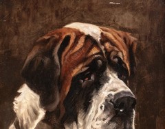 Early 20th Century St Bernard Dog Portrait by Frederick Thomas DAWS (1878-1956)
