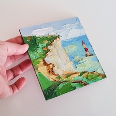Beachy Head Lighthouse Original Painting England Seascape Modern Wall Artwork