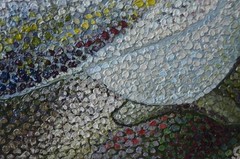 An oil painting titled „Gray Owl.“ The canvas size is 30 by 30 centimeters.