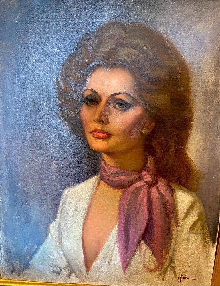 Stanley Gordon Rochester NY Original Oil Portrait of Sophia Loren Signed 1982