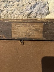 Oil On Panel 19th Century Depicting A Bridge Label On The Back And Signed