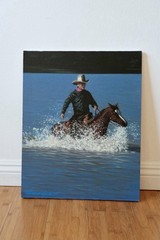 Cowboy and Horse Painting – Original Acrylic Art by Randell Seals 16×20 Inches