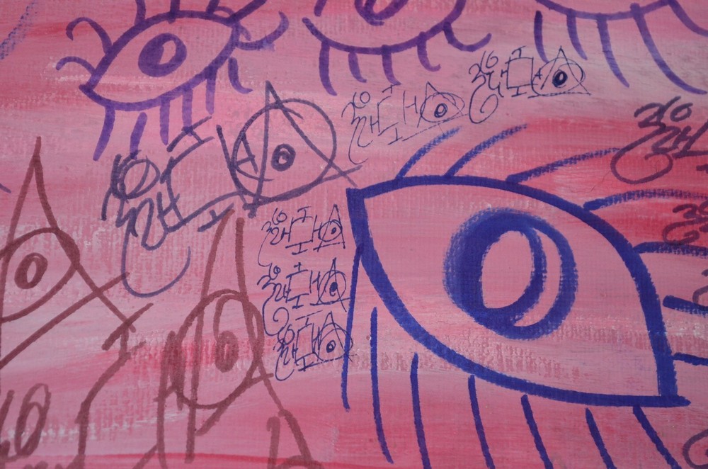 Cosmic Eye Om Yantra Psychedelic Pop Art Alex Crowley Signed Original Painting