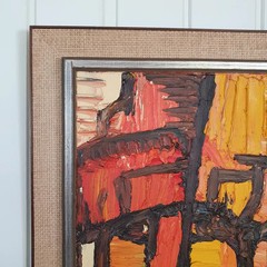 Kuleli Vintage Abstract Mid Century Modern Oil Painting 1970s Impasto Art