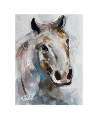 Aceo By Kenna Horse Watercolour & Gouache Painting 2.5” X 3.5” Signed Original