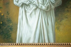 Beautiful Oil Painting of Traditional Female Portrait in White Green Landscape