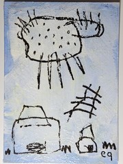 e9Art ACEO floating sheep outsider art brut naive