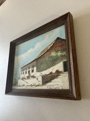 Oil Painting Of Weathered House Signed By Wilanese 10×8 Brown Framed Artwork