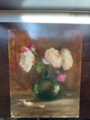 FLOWERS WITH VASE OIL Painting Art Floral Still Life 8X10