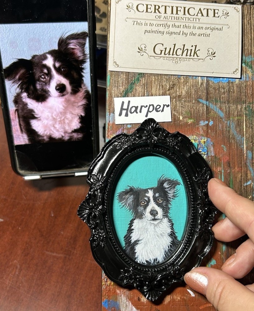 Custom Original Pet Portrait Cat Dog in 3”x 4″ Memorial Painting Process Videos