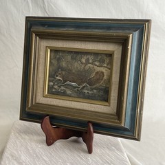 Vintage Flying Squirrel Painting Framed Art Woodland Animal Cabin Wall Decor