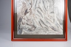 1990s Artist Signed Abstract Watercolor Painting Framed Mountain Landscape