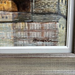 Elegant Cityscape Oil Painting „Stone Gate“ Handcrafted Large Artwork
