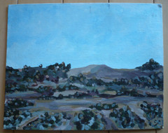 MYSTERY ARTIST, IMPRESSIONIST PLEIN AIR LANDSCAPE, GREENSPOT FARMS VINTAGE OIL