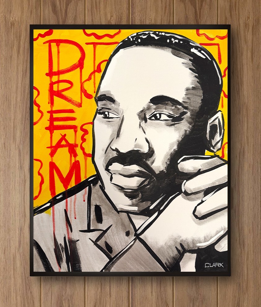 Original Martin Luther King Jr Pop Art – Hand Painted 20×16″ Stretched Canvas