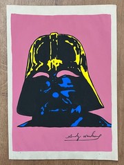 Andy Warhol (Handmade) mixed media on old paper signed and stamped pop art rare.
