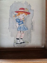 Beautiful Original Watercolor Paintings, French Children, Pair 5″ X 5″ Unsigned