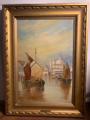 19th Century European H KNIGHT Oil Painting Signed “22×30″ in custom wood frame 
