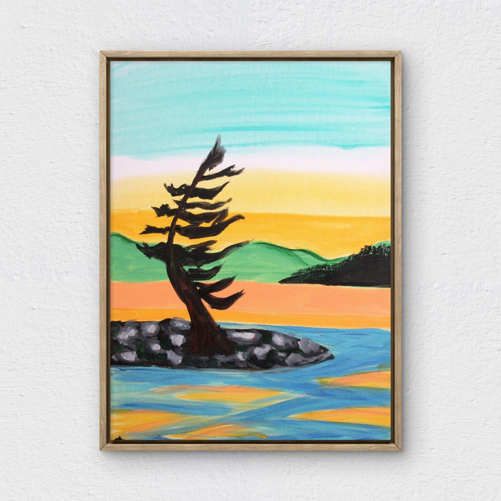 RiverRunArt Original Abstract 12×16 Landscape Mountains Acrylic Canvas Wall Art