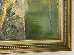ANTIQUE HEINZ MUNNICH FRAMED OIL ON CANVAS LANDSCAPE PAINTING 1900’S SIGNED