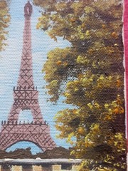 Paris small oil paintings signed Liotard Paris 7 x 5 1/2 in. Eiffel Tower