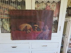 Antique King Cavalier w Bows Cavalier’s Painting 1800’s or earlier Need TLC