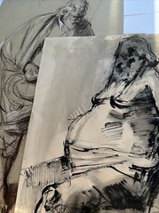 SERGEI BONGART DRAWING PAINTING LARGE AS IS MAN MEN LISTED FAMOUS VINTAGE LOT 2