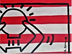 KEITH HARING ORIGNAL SIGNED ACRYLIC ON CANVAS